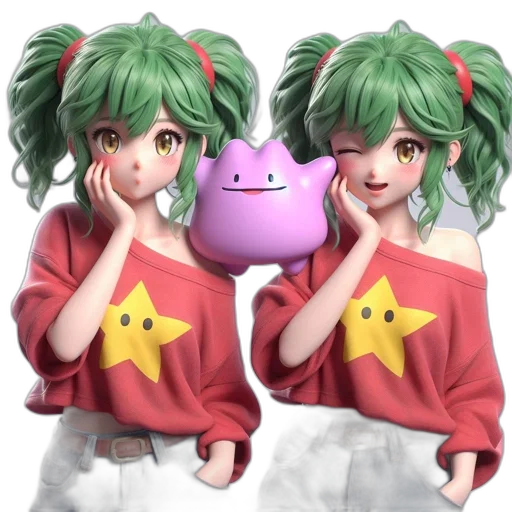 3d render, pixel art, concept art, anime transparent PNG cut-out