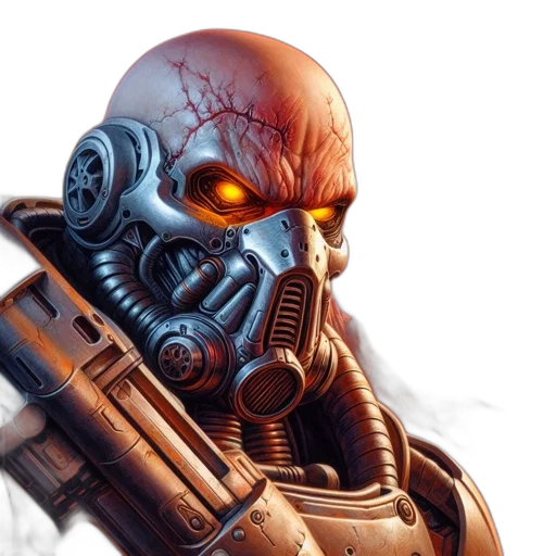 robot, mask, face, concept art transparent PNG cut-out