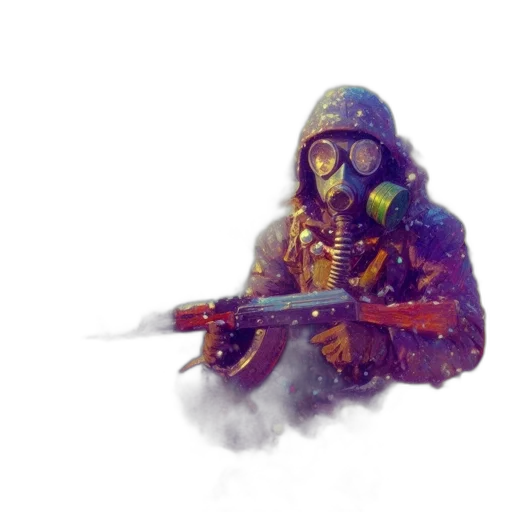 weapon, jacket, mask, staff transparent PNG cut-out