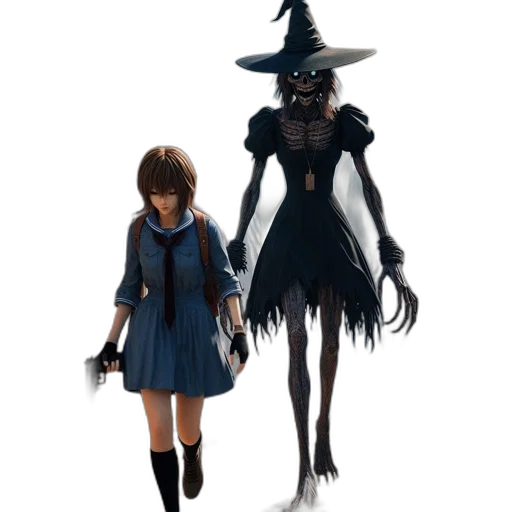 dress, creature, mask, staff transparent PNG cut-out