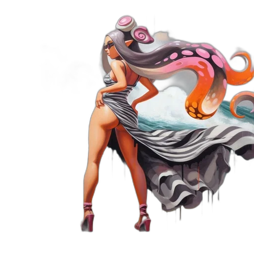 dress, hair, creature, concept art transparent PNG cut-out