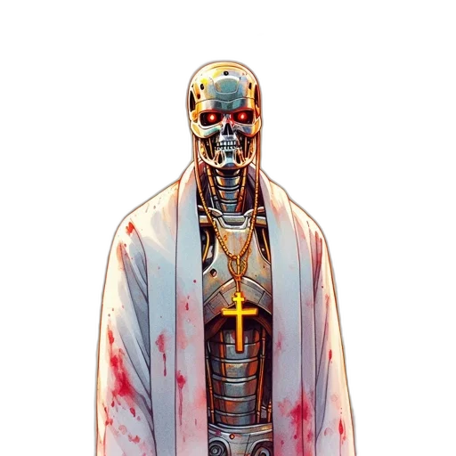 robot, staff, jacket, weapon transparent PNG cut-out