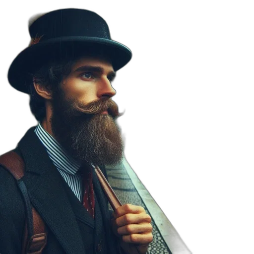 hat, face, staff, photorealistic transparent PNG cut-out