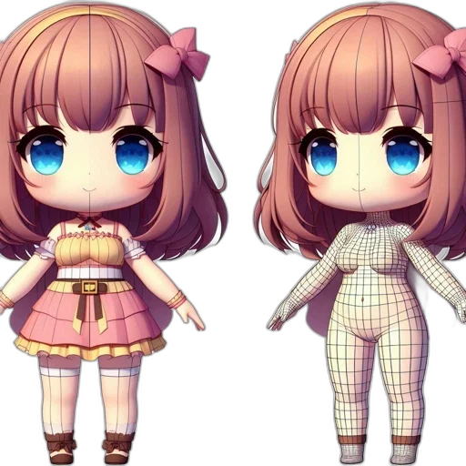 dress, creature, pixel art, 3d render transparent PNG cut-out
