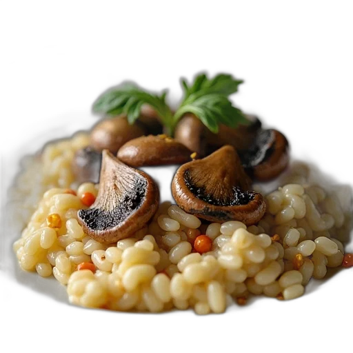 food, photorealistic, risotto, mushrooms transparent PNG cut-out