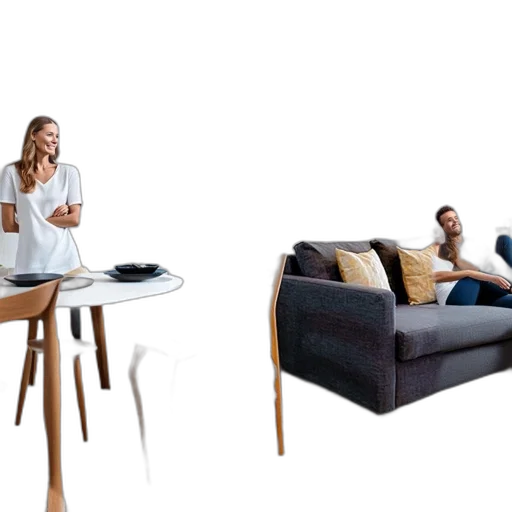 furniture, 3d render, concept art, earth tones transparent PNG cut-out