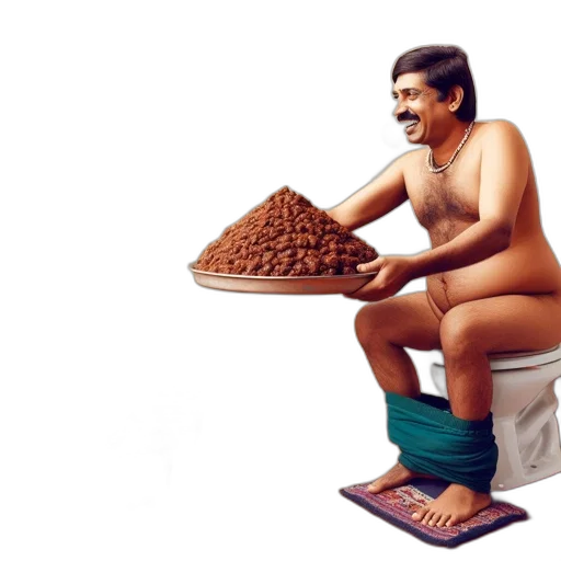 food, photorealistic, man, sits transparent PNG cut-out