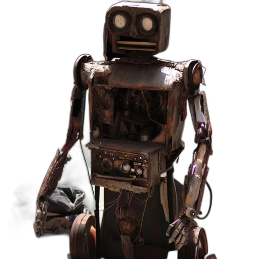 robot, staff, animal, cyberpunk transparent PNG cut-out