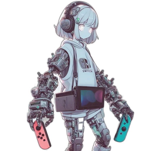robot, weapon, jacket, staff transparent PNG cut-out