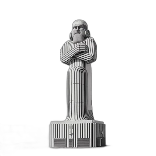 3d render, large, black-and-white, statue transparent PNG cut-out