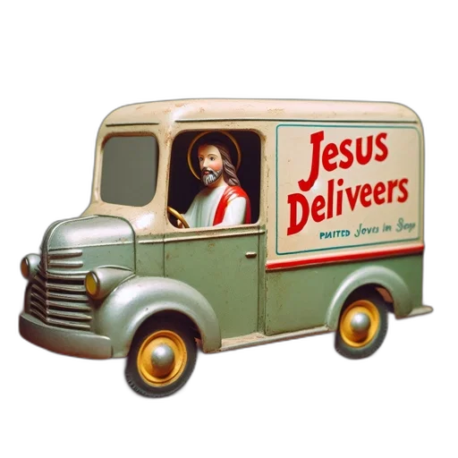 antique-styled, truck, toy, painted transparent PNG cut-out