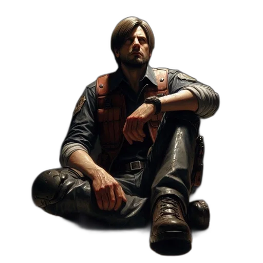 jacket, face, concept art, photorealistic transparent PNG cut-out