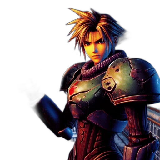 concept art, figure, spiky, golden-blond transparent PNG cut-out