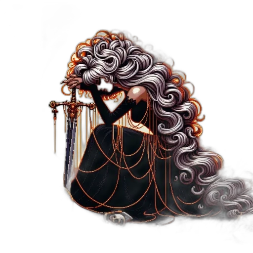 hair, dress, crown, staff transparent PNG cut-out