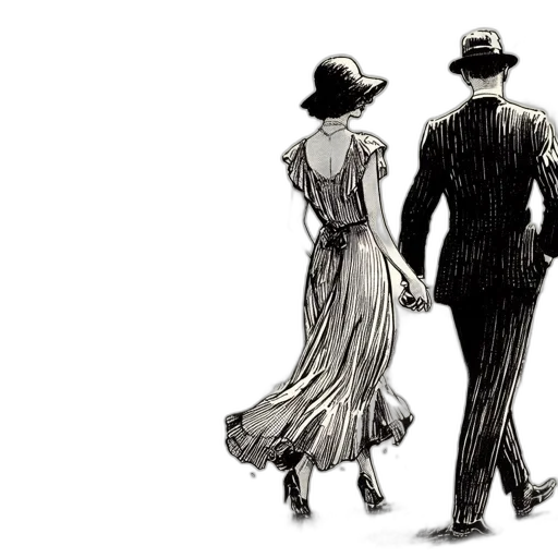dress, hat, comic book art, pencil sketch transparent PNG cut-out