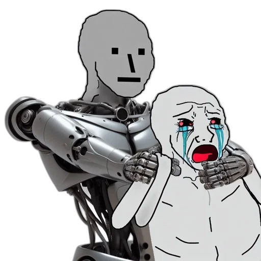 robot, face, cyberpunk, two transparent PNG cut-out