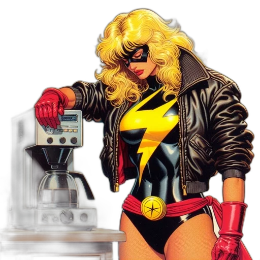 comic book art, concept art, blonde-haired, superhero transparent PNG cut-out