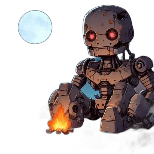 robot, concept art, comic book art, pixel art transparent PNG cut-out