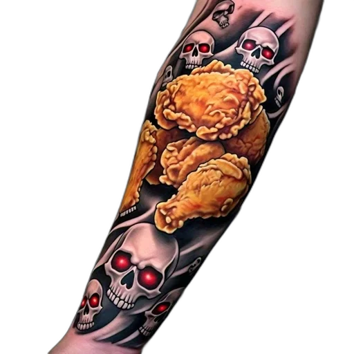 photorealistic, tattoo, arm, features transparent PNG cut-out