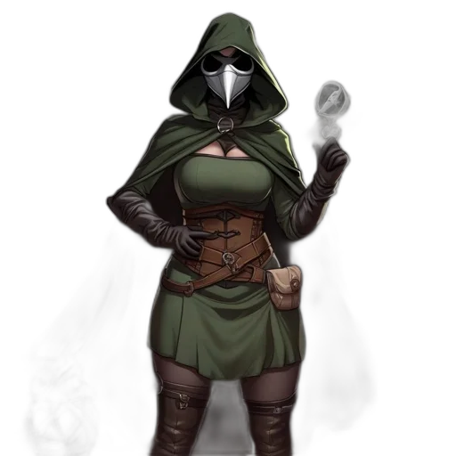 mask, jacket, staff, weapon transparent PNG cut-out