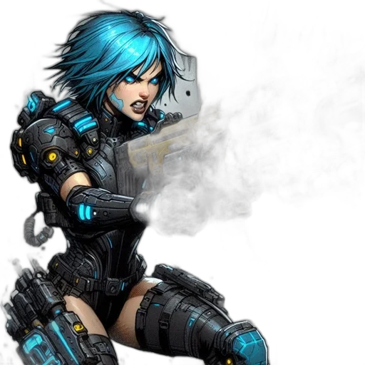 robot, weapon, cyberpunk, concept art transparent PNG cut-out