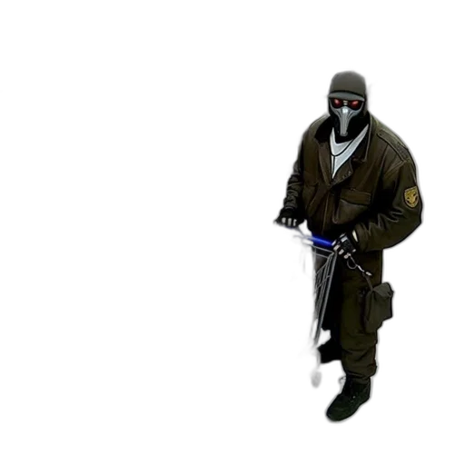 weapon, staff, jacket, mask transparent PNG cut-out