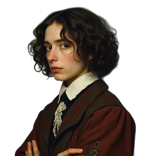 face, jacket, staff, hair transparent PNG cut-out