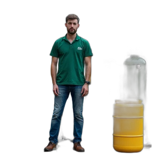 bottle, 3d render, man, green transparent PNG cut-out