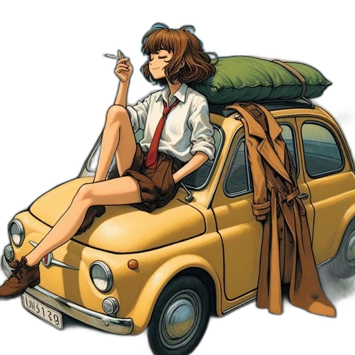 car, jacket, umbrella, concept art transparent PNG cut-out
