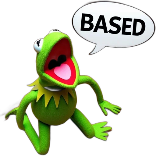 3d render, kermit, frog, puppet transparent PNG cut-out