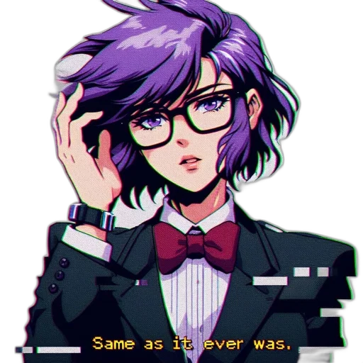 jacket, face, staff, vaporwave transparent PNG cut-out