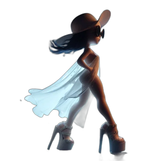 dress, shoes, hat, staff transparent PNG cut-out
