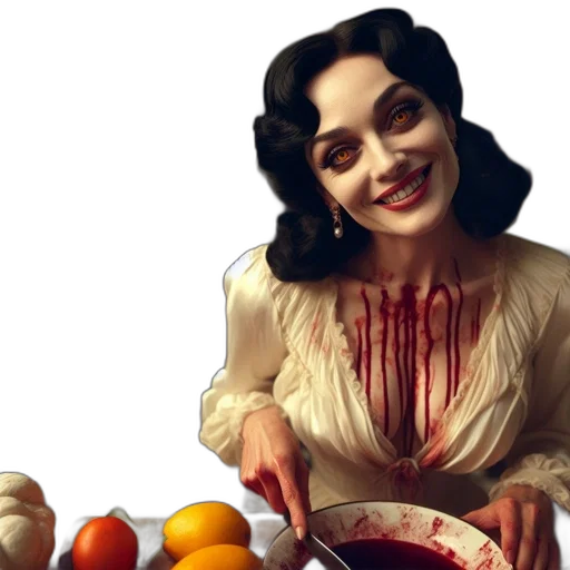 food, older-styled, woman, bloody transparent PNG cut-out
