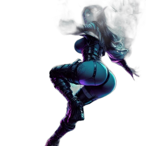 dress, concept art, cyberpunk, fantasy art transparent PNG cut-out
