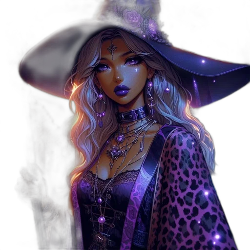 hat, dress, staff, jewelry transparent PNG cut-out