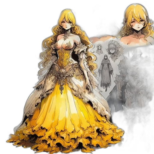 dress, concept art, fantasy art, comic book art transparent PNG cut-out