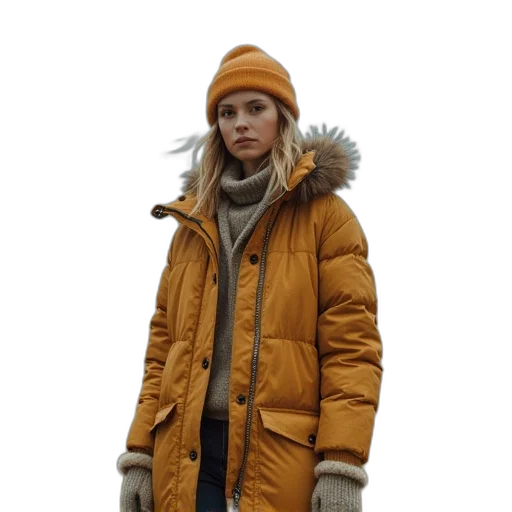 jacket, 3d render, snow, earth tones transparent PNG cut-out