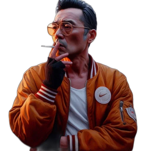 jacket, face, mask, staff transparent PNG cut-out