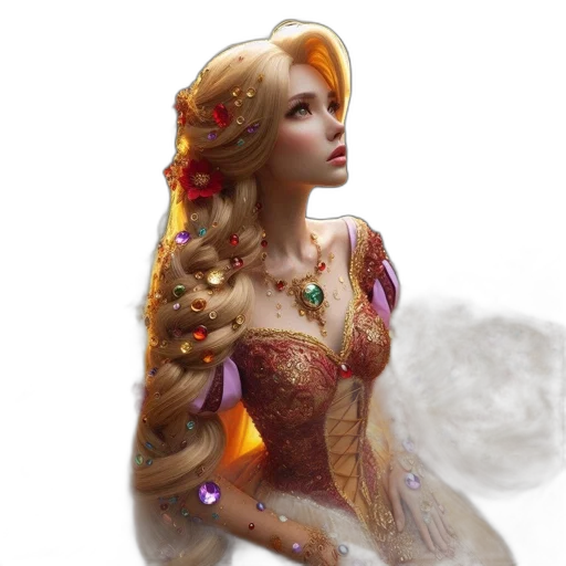 dress, crown, jewelry, fantasy art transparent PNG cut-out