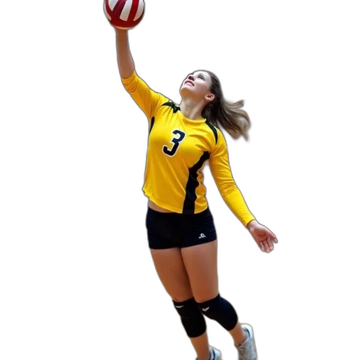 female, volleyball, player, mid-air transparent PNG cut-out