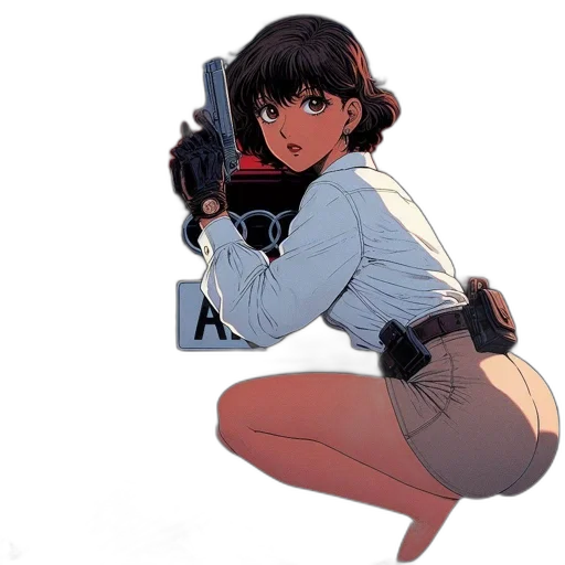 weapon, jacket, staff, robot transparent PNG cut-out
