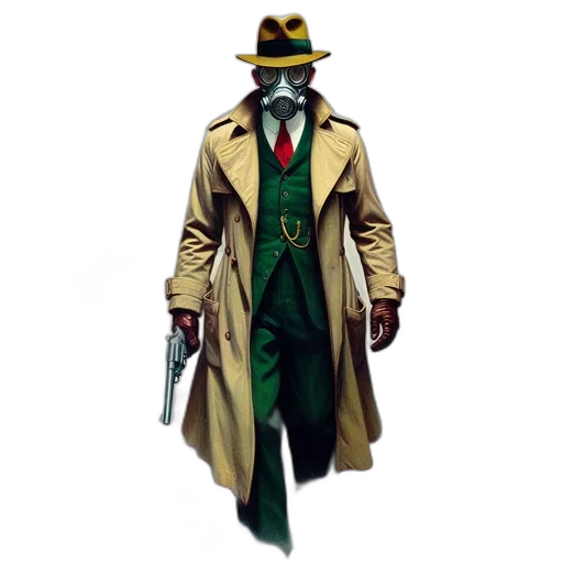 jacket, mask, staff, concept art transparent PNG cut-out