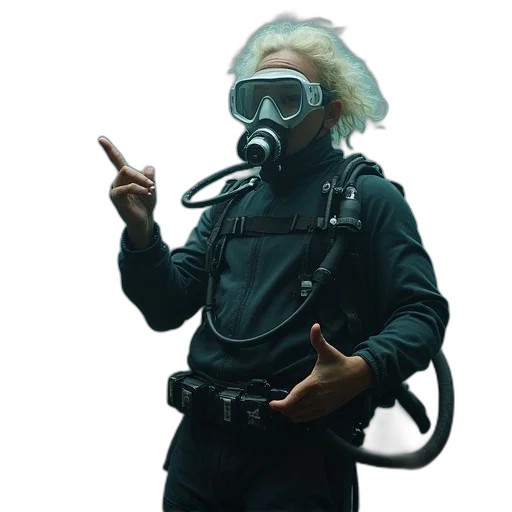mask, creature, jacket, staff transparent PNG cut-out