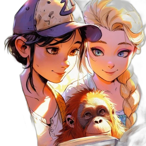 staff, hat, animal, anime transparent PNG cut-out