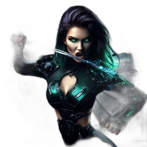 comic book art, fantasy art, concept art, cyberpunk transparent PNG cut-out