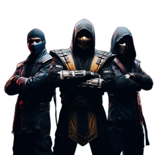mask, jacket, weapon, staff transparent PNG cut-out