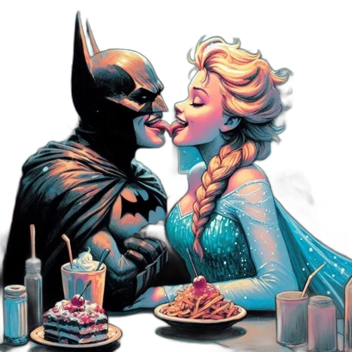 comic book art, concept art, outer space, batman transparent PNG cut-out
