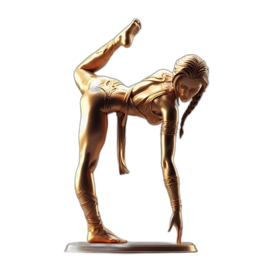 photorealistic, golden, statue, features transparent PNG cut-out