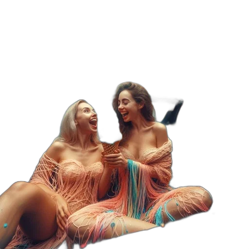 dress, hair, vaporwave, concept art transparent PNG cut-out