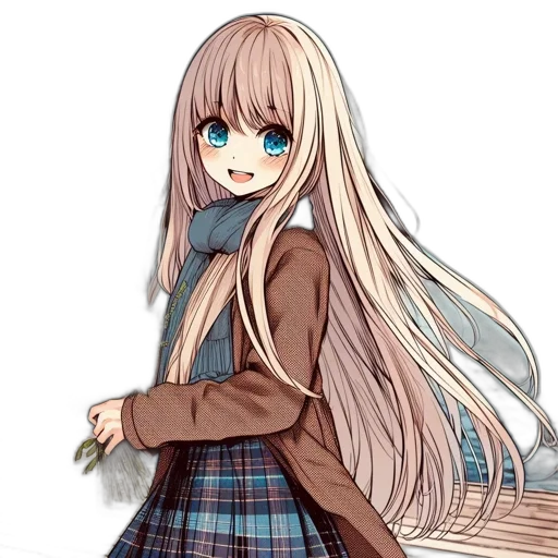 hair, staff, jacket, dress transparent PNG cut-out